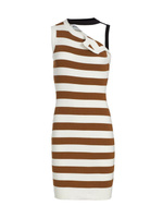 Вязаное мини-платье в полоску с вырезами Monse, коричневый