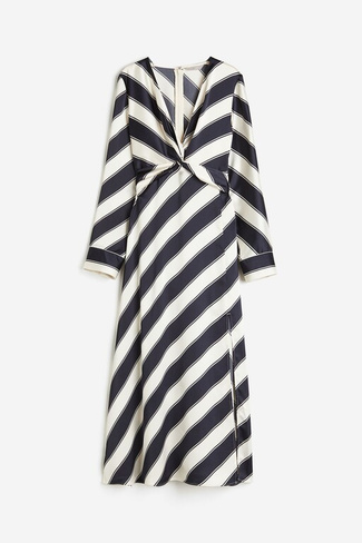 Платье H&M Twist-detail Satin, кремовый/черный