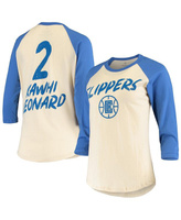 Женская футболка Kawhi Leonard Cream LA Clippers с рукавом три четверти реглан Fanatics