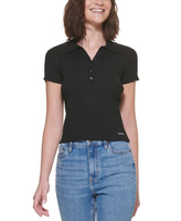 Рубашка поло миниатюрного размера в рубчик Calvin Klein Jeans, черный