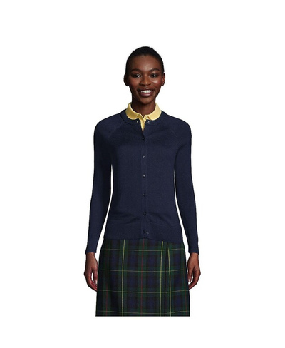 Школьная форма, женский хлопковый свитер-кардиган из модала Lands' End