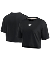 Черная женская укороченная футболка Kansas City Chiefs Super Soft с короткими рукавами Fanatics Signature, черный