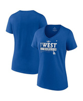 Женская фирменная футболка Royal Los Angeles Dodgers 2022 NL West Division Champions плюс размер с v-образным вырезом Fa