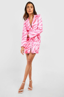 Розовое платье-пиджак с завязкой на талии зебры Boohoo, розовый