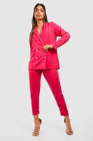 Комплект из двубортного пиджака и брючного костюма из трикотажного трикотажа Boohoo, розовый