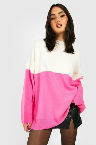 Трикотажный свитер с круглым вырезом Boohoo, розовый