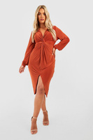 Платье миди plus twist с поглушенным передным погружением Boohoo, оранжевый