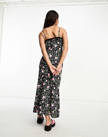 Платье-комбинация миди с цветочным принтом и кружевной отделкой Miss Selfridge
