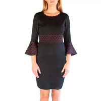 Женское жаккардовое платье-свитер с расклешенными рукавами Nina Leonard Nina Leonard
