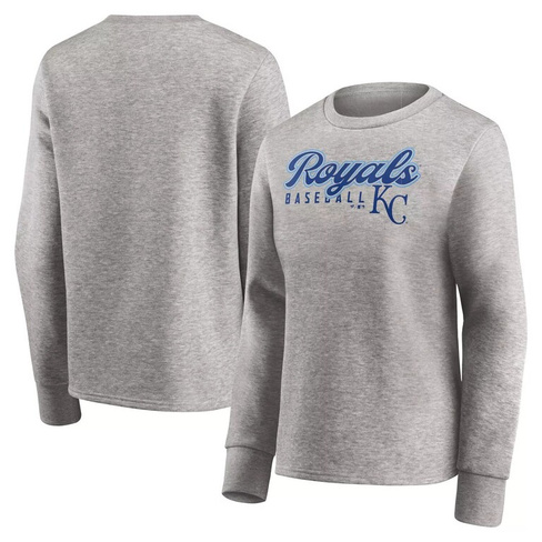 Женский серый пуловер с принтом Fanatics Kansas City Royals Crew Pullover Fanatics