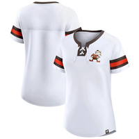 Женская белая футболка с логотипом Fanatics Cleveland Browns Gridiron Classics Sunday Best на шнуровке Fanatics