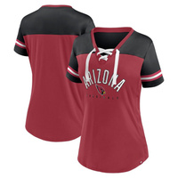Женская футболка из джерси с v-образным вырезом на шнуровке Fanatics Branded Cardinal/черная Arizona Cardinals Blitz & G