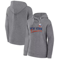 Женский пуловер с капюшоном Fanatics цвета Хизер серого цвета «Нью-Йорк Айлендерс» с надписью «Любимый» Fanatics