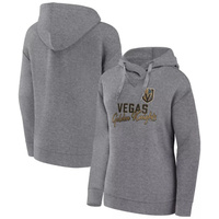 Женский пуловер с капюшоном Fanatics с логотипом Heather Grey Vegas Golden Knights Script Favorite Fanatics