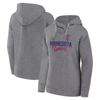 Женский пуловер с капюшоном Fanatics с логотипом Heather Grey Minnesota Twins Script Favorite Fanatics