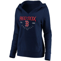 Женский пуловер с капюшоном и v-образным вырезом Fanatics темно-синего цвета Boston Red Sox Core Live For It Fanatics