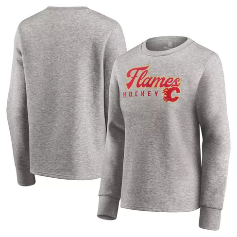 Женский серый пуловер с надписью Fanatics из вереска Calgary Flames Fan Favorite Script Fanatics