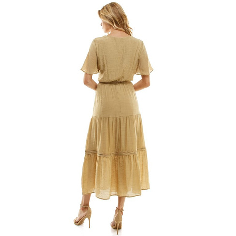 Женское многоярусное марлевое платье миди Luxology с завязкой спереди Luxology, серо-коричневый