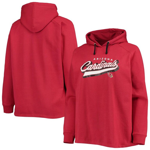 Женский брендовый пуловер с капюшоном Fanatics Cardinal Arizona Cardinals размера плюс, пуловер с капюшоном с регланами