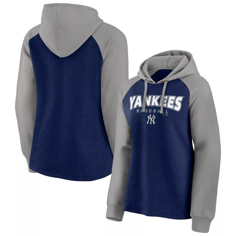 Женский пуловер с капюшоном Fanatics темно-синего/серого цвета New York Yankees Recharged реглан Fanatics