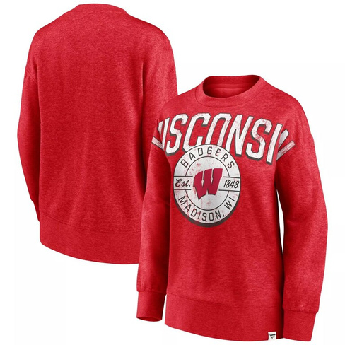 Женский пуловер Fanatics с принтом Red Wisconsin Badgers Jump Distribution Fanatics