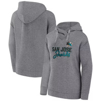 Женский пуловер с капюшоном Fanatics с логотипом Heather Grey San Jose Sharks Script Favorite Fanatics