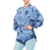 Женская футболка Fanatics Deep Sea Blue Seattle Kraken Crystal Dye с длинными рукавами Fanatics