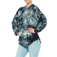 Женская черная футболка с длинным рукавом с логотипом Fanatics Boston Bruins, окрашенная в кристаллы Fanatics