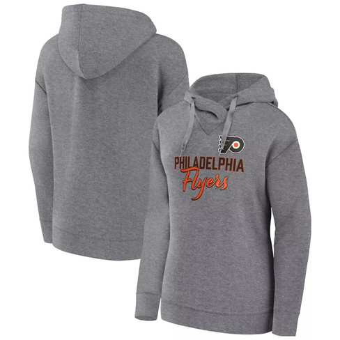 Женский пуловер с капюшоном Fanatics с логотипом Heather Grey Philadelphia Flyers Script Favorite Fanatics