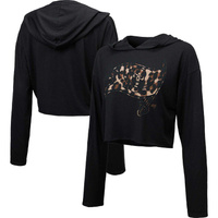 Женский укороченный пуловер с капюшоном с леопардовым принтом Majestic Threads черного цвета Tampa Bay Buccaneers Majest
