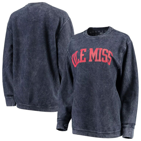 Женский темно-синий пуловер с аркой и удобным вельветом в винтажном стиле для женщин Pressbox Ole Miss Rebels