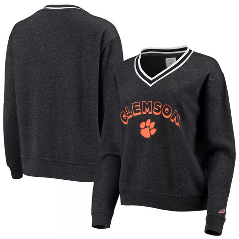 Женская лига, студенческая одежда, черный пуловер с треугольным вырезом и v-образным вырезом, с принтом Clemson Tigers V