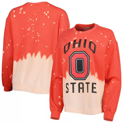 Женский пуловер Gameday Couture Scarlet Ohio State Buckeyes Twice As Nice с выцветшим пуловером, окрашенным в технике ди