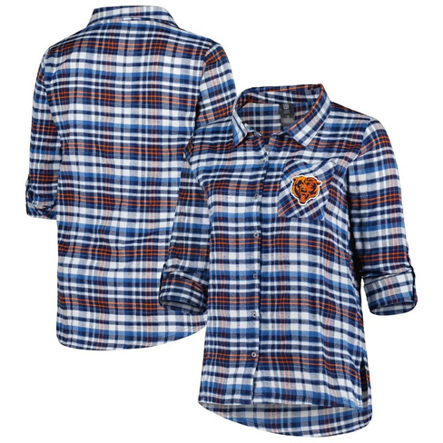 Женская спортивная темно-синяя рубашка Chicago Bears размера плюс, фланелевая ночная рубашка с длинными рукавами на всех