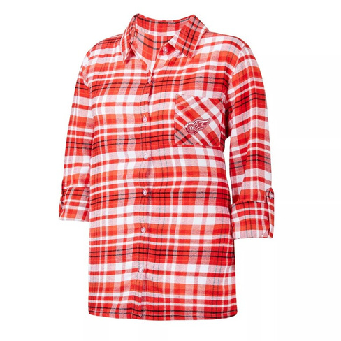 Женская фланелевая ночная рубашка на пуговицах с рукавом три четверти, женская, красная, Detroit Red Wings Mainstay