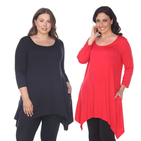Комплект из двух пар туник Essential Makayla больших размеров WM Fashion, темно-красный