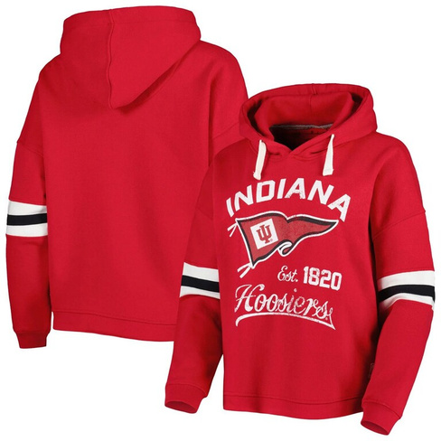 Женский пуловер с капюшоном для прессы Crimson Indiana Hoosiers Super Pennant