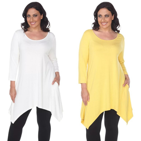 Комплект из двух комплектов туники Essential Plus Makayla белого цвета WM Fashion, белый/желтый