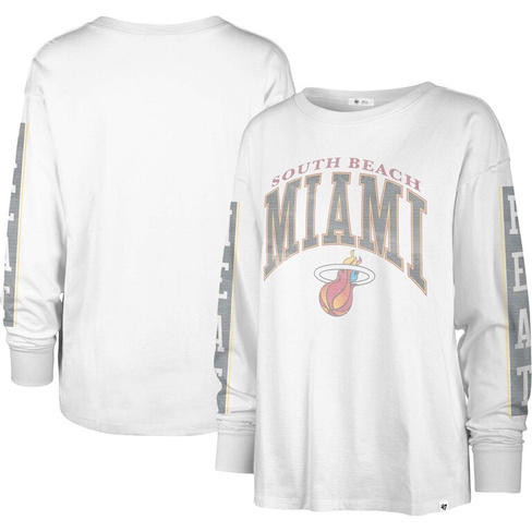 Женская белая футболка с длинным рукавом '47 Miami Heat City Edition SOA