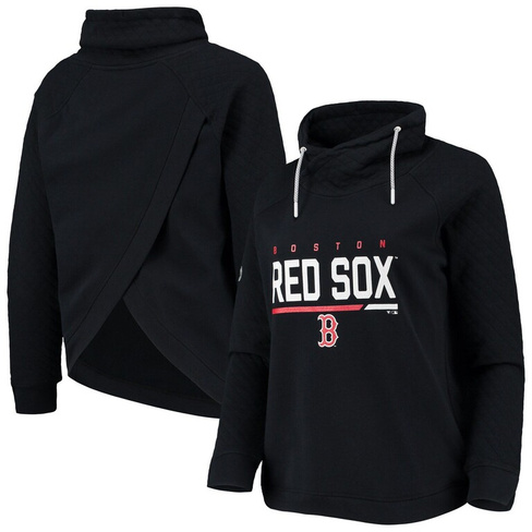 Женский ровный свитер черного цвета Boston Red Sox Vega с воронкообразным вырезом и пуловером реглан