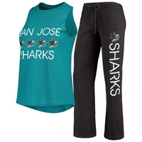 Женский комплект для сна с майкой и брюками San Jose Sharks Meter Sport, бирюзовый/черный