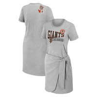 Женская одежда Erin Andrews Хизер Серое платье-футболка с узлом San Francisco Giants