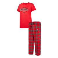 Женская спортивная красная/черная футболка со значком Cincinnati Bearcats и фланелевые брюки для сна Женский комплект дл