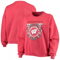 Женский винтажный пуловер большого размера ZooZatz Red Wisconsin Badgers Garment Wash