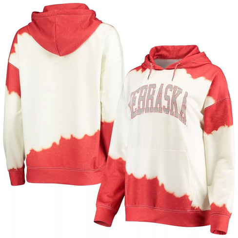 Женский пуловер с капюшоном Gameday Couture белого/алого цвета Nebraska Huskers For the Fun, окрашенный двойным погружен