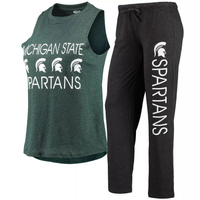 Женский спортивный комплект черного/зеленого цвета Michigan State Spartans безрукавка и брюки для сна