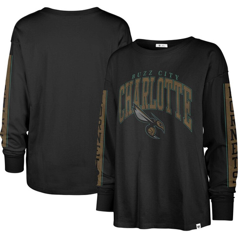 Черная женская футболка '47 Charlotte Hornets City Edition SOA с длинным рукавом
