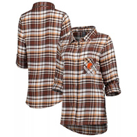 Женская спортивная коричнево-оранжевая ночная рубашка Cleveland Browns Mainstay с длинными рукавами и застежкой на все п
