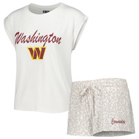 Женский комплект для сна с футболкой и шортами Concepts Sport белого/кремового цвета Washington Commanders Montana