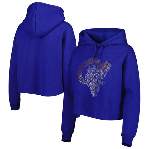 Женский укороченный пуловер с капюшоном и логотипом Cuce Royal Los Angeles Rams Crystal